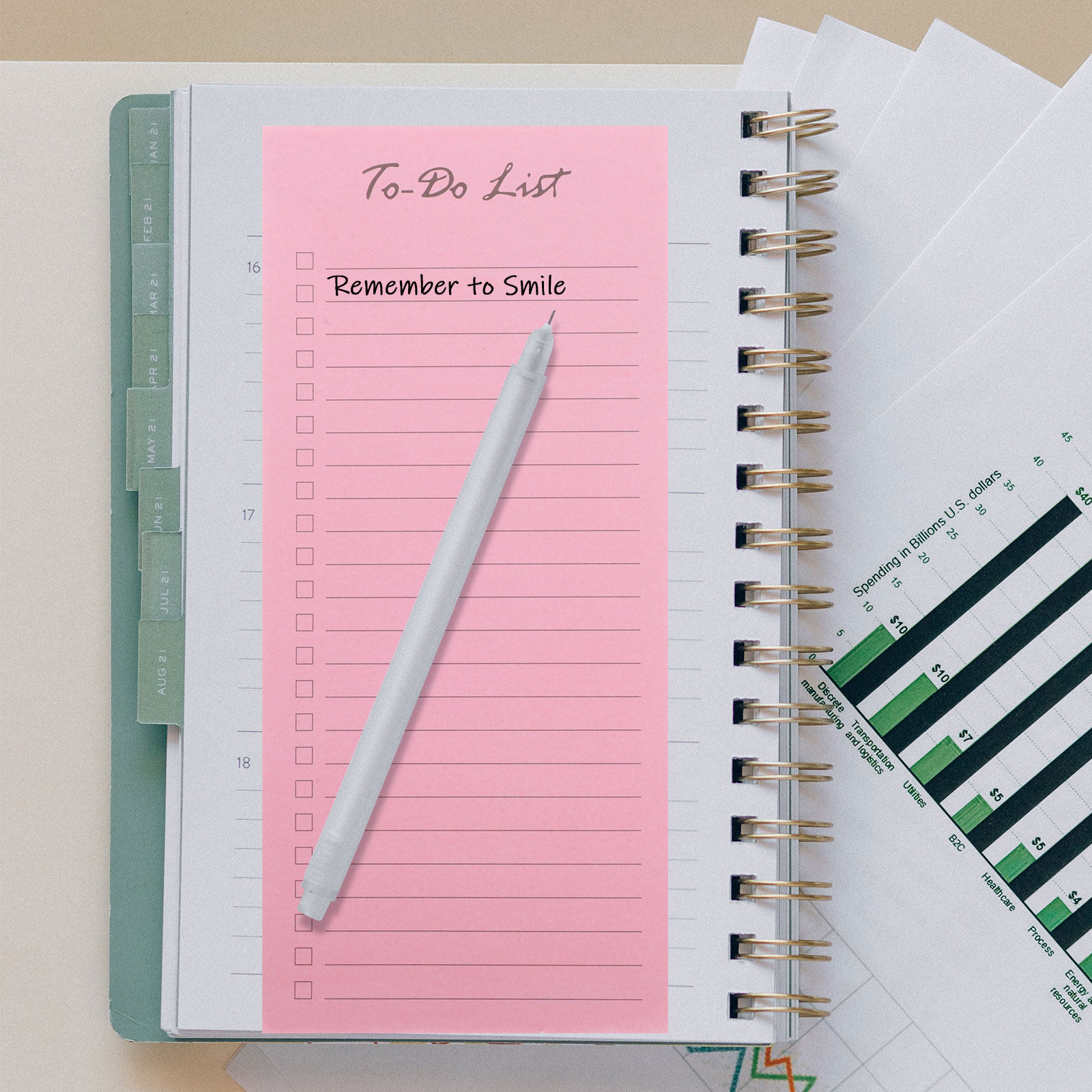 Office Stationery Supply List - 10 Pads Sticky to Do List