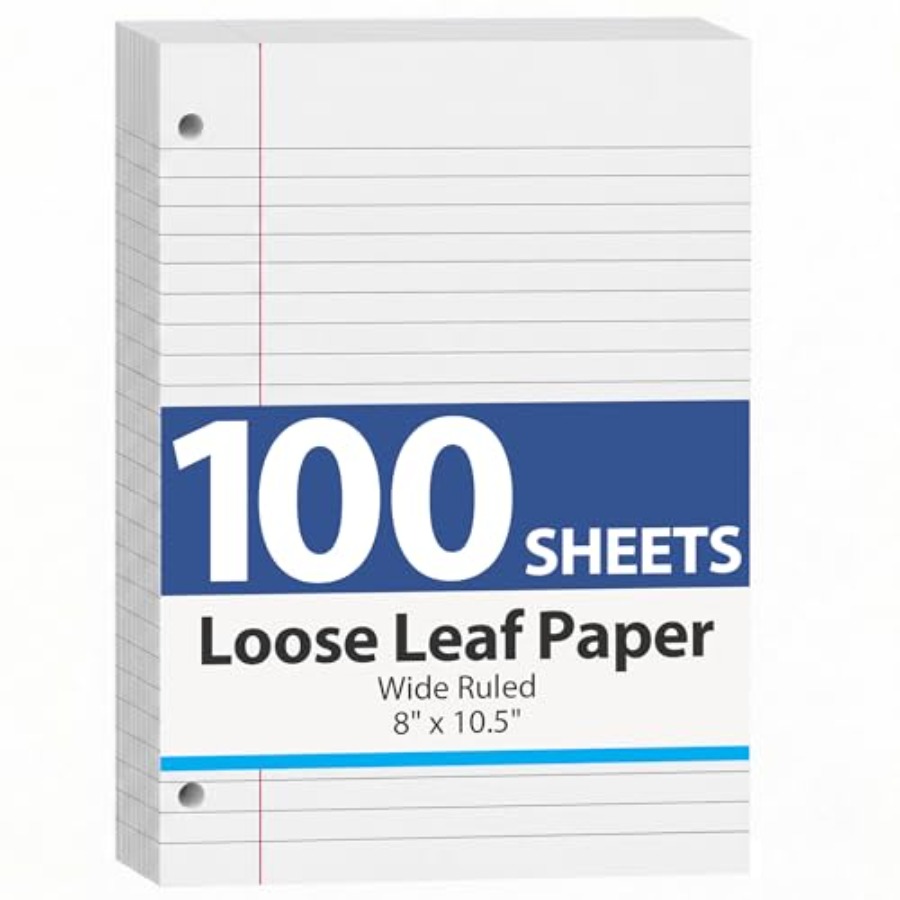 100 Sheets Loose Leaf Paper, 8 - Paper Punch 3 Hole reseña y precio