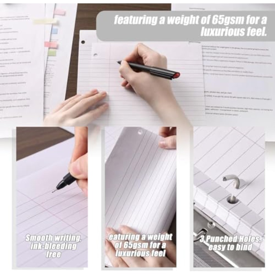 100 Sheets Loose Leaf Paper, 8 - Paper Punch 3 Hole reseña y precio