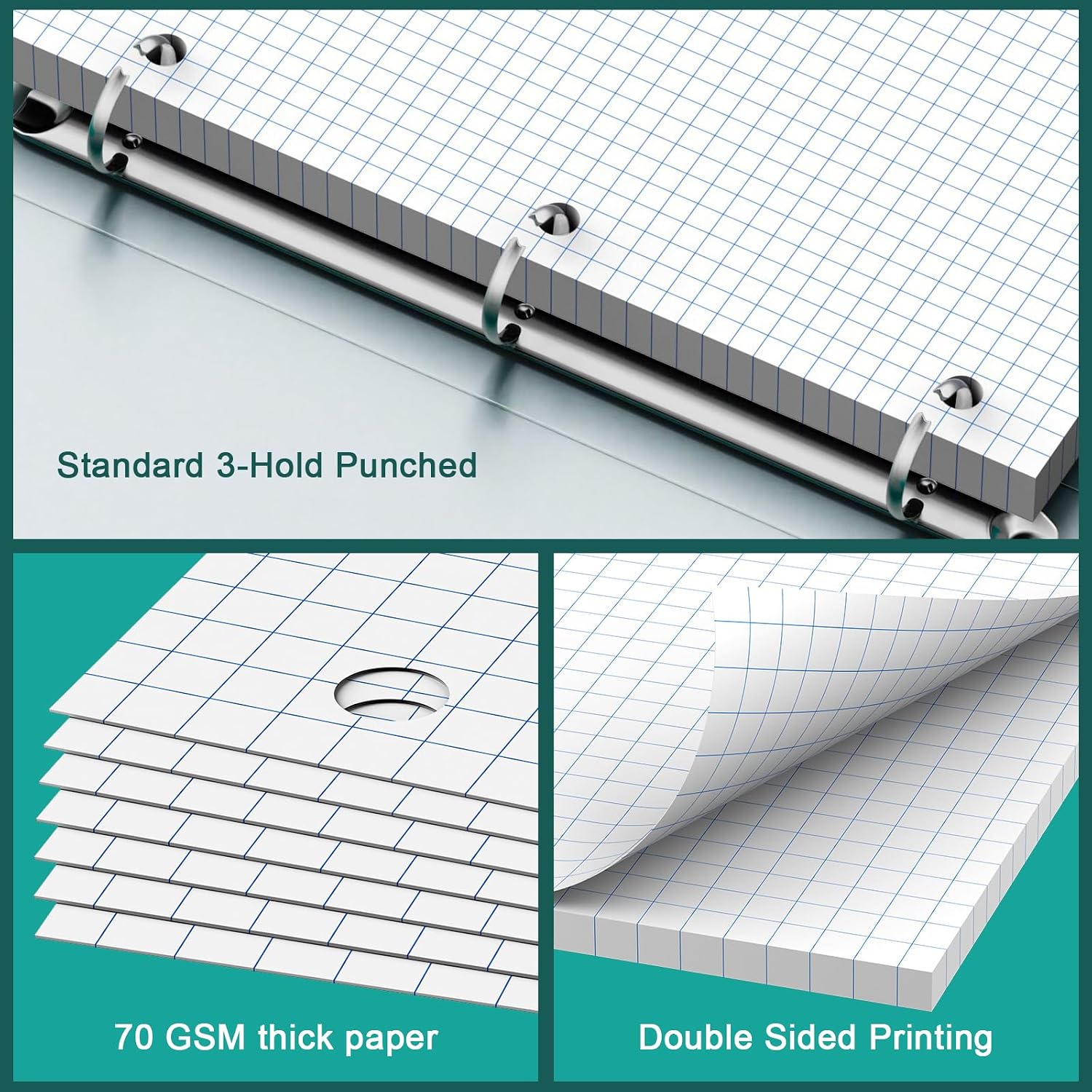 Loose Leaf Graph Paper Noteboo - Paper Punch 3 Hole reseña y precio