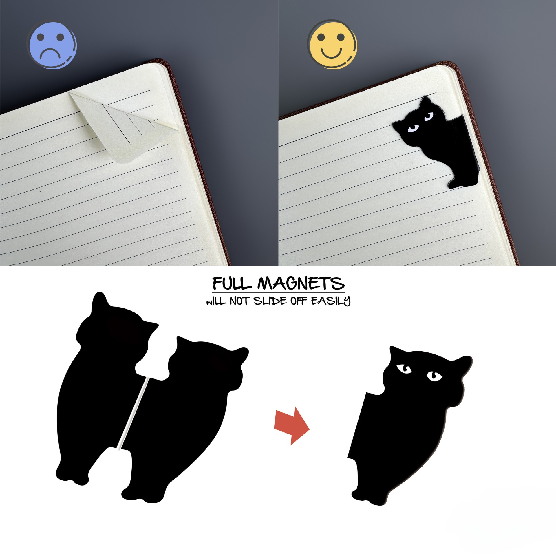 Cute Black Cat Magnetic Bookma - Bookmark Magnetic Clip reseña y precio