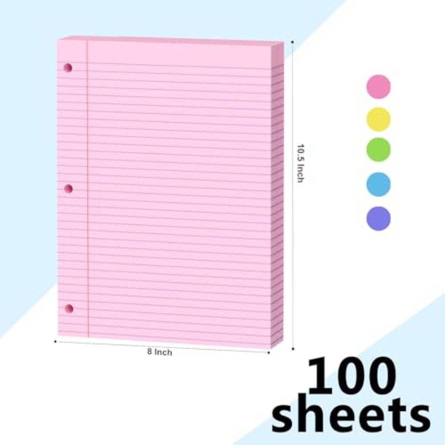 Loose Leaf Paper 00 Sheets Col - Paper Punch 3 Hole reseña y precio