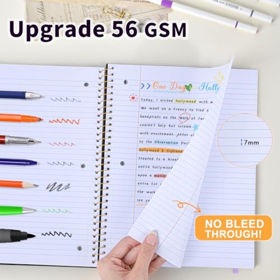 Spiral Notebook College Ruled  - Paper Punch 3 Hole reseña y precio