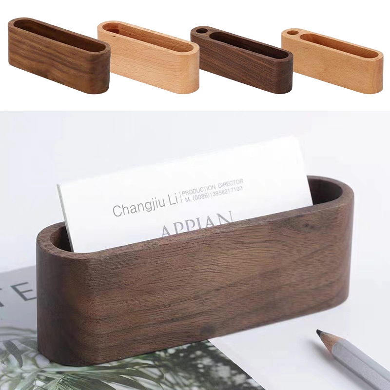 Business Card Holder Wooden Or - Desk Name Plate reseña y precio