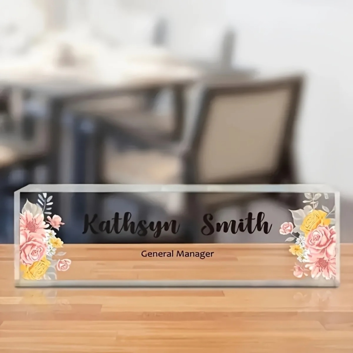 1PC 2D Flat Elegant Floral Acr - Desk Name Plate reseña y precio