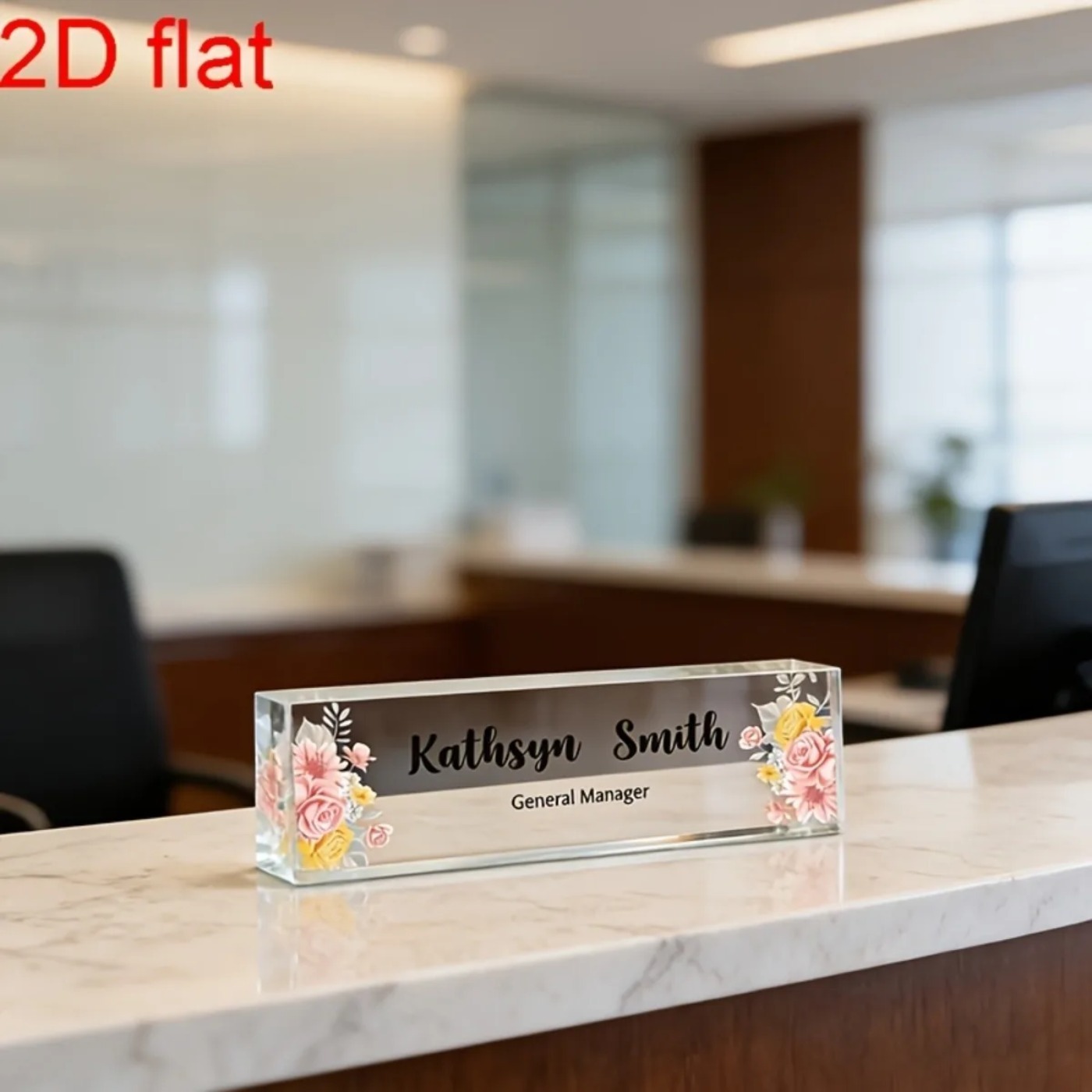 1PC 2D Flat Elegant Floral Acr - Desk Name Plate reseña y precio