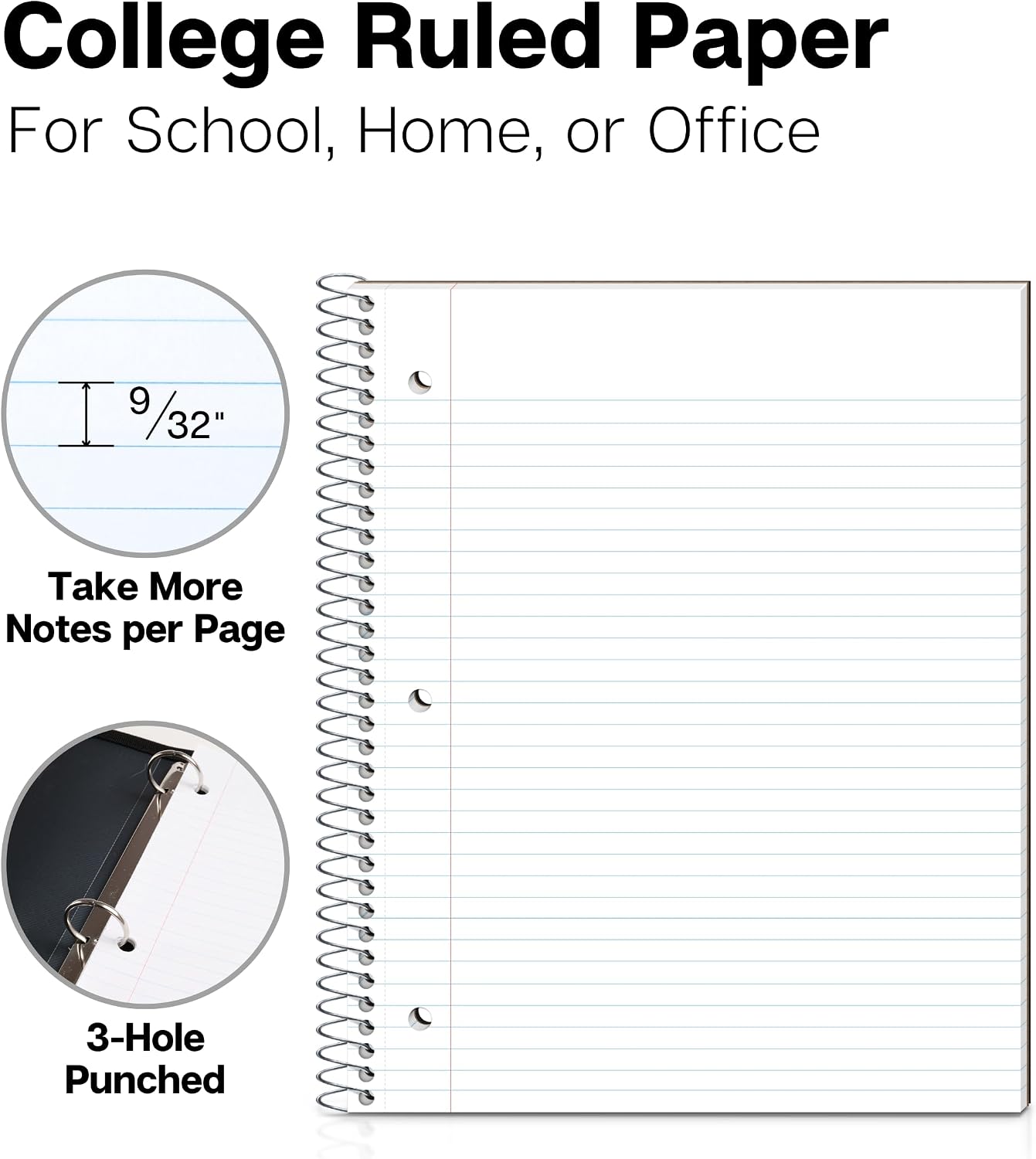 College Ruled Spiral Notebook  - Paper Punch 3 Hole reseña y precio