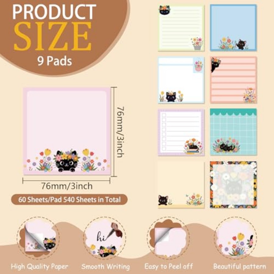 9pcs 540 Sheets Cute Sticky No - Memo Pad Sticky reseña y precio