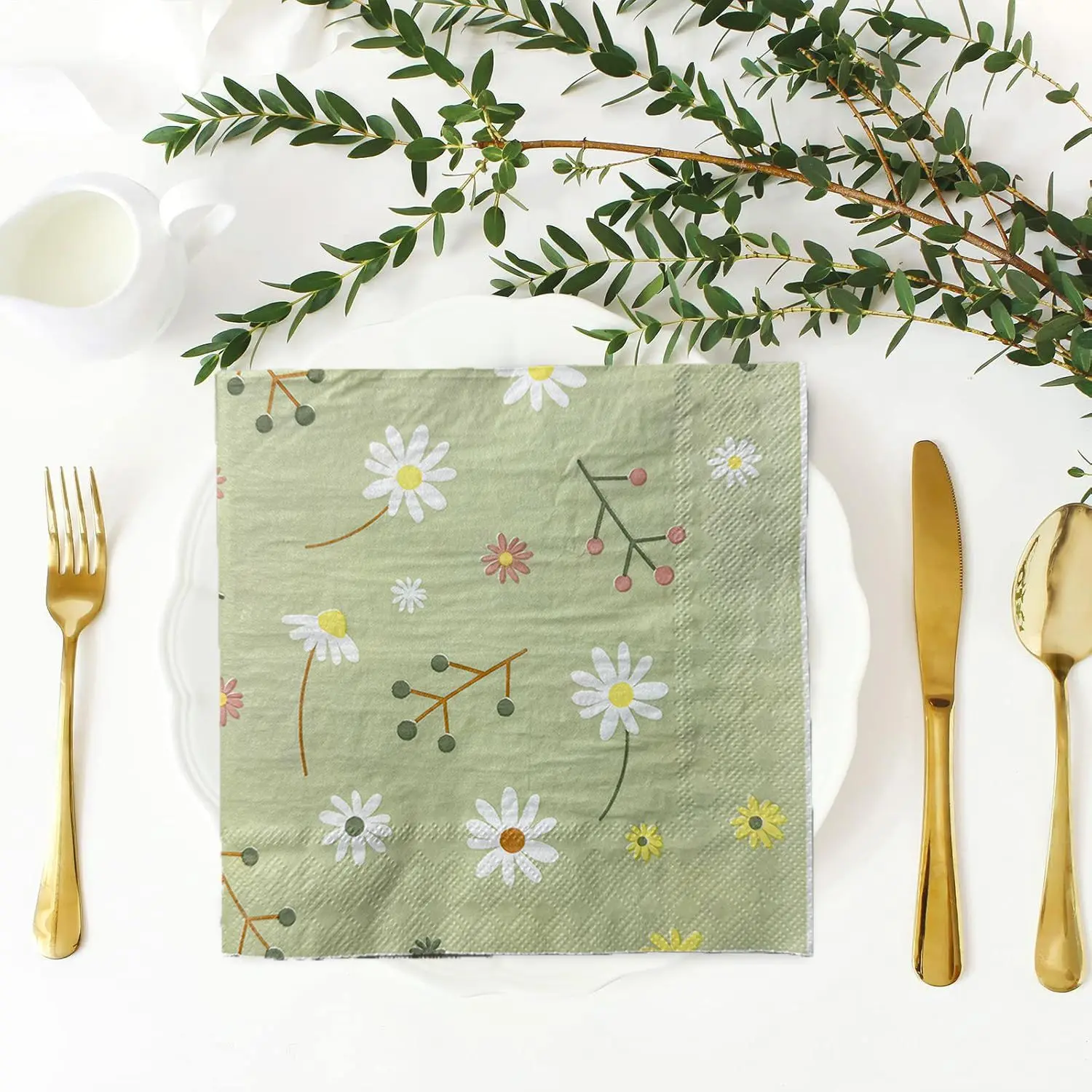 Chamomile Printed Napkin Green - Graph Paper Pad reseña y precio