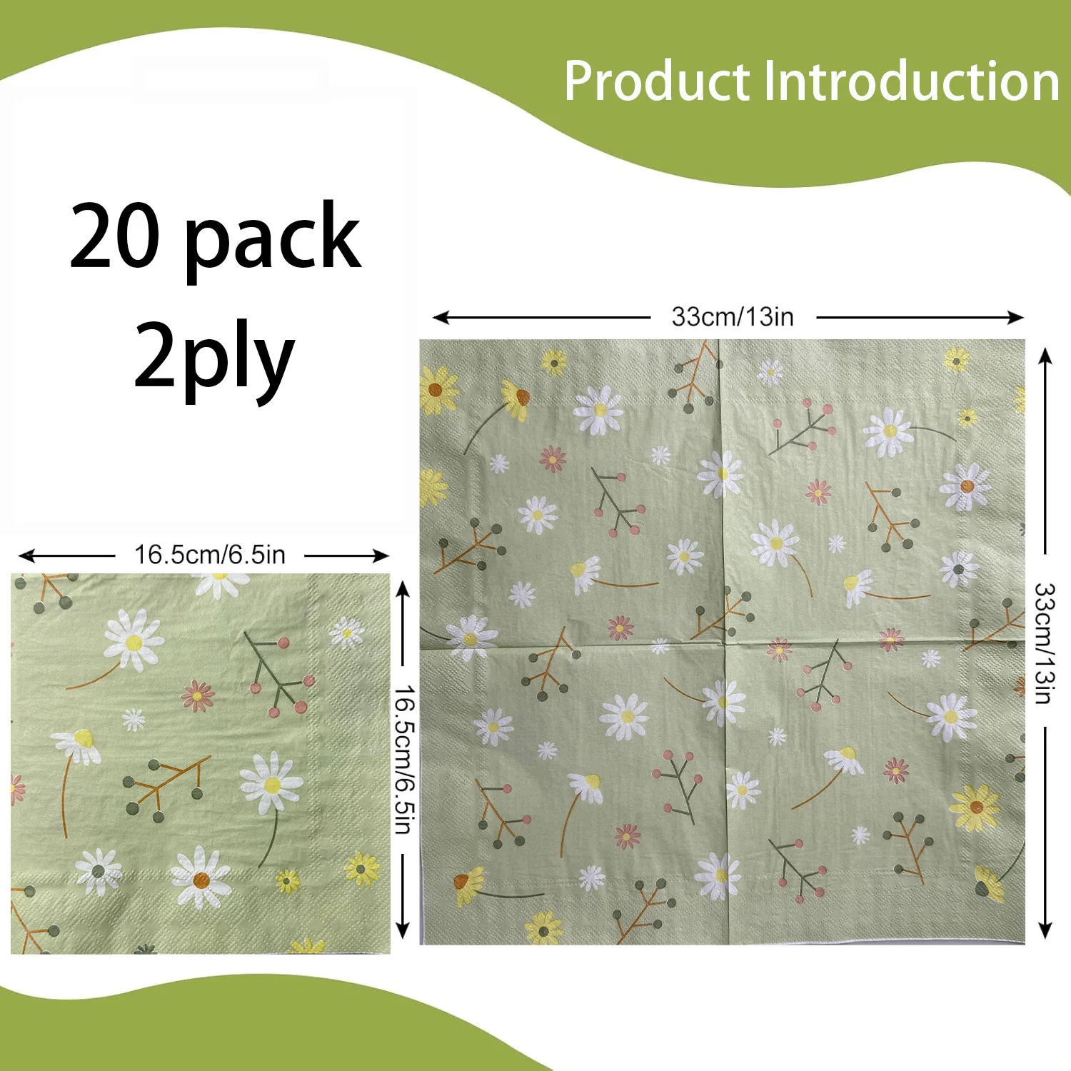 Chamomile Printed Napkin Green - Graph Paper Pad reseña y precio
