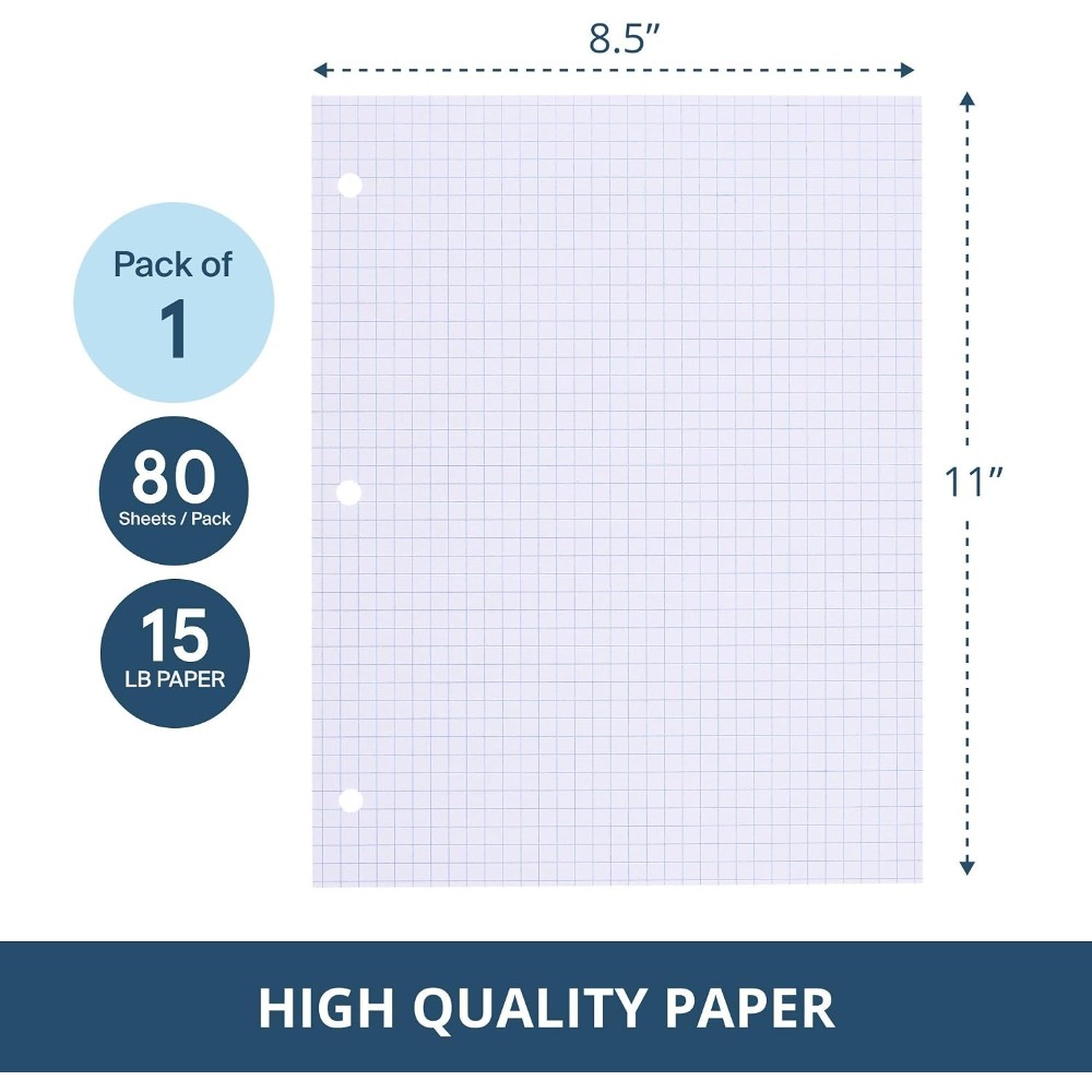 11x8.5 Graph Paper, 4x4 Grid,  - Paper Punch 3 Hole reseña y precio
