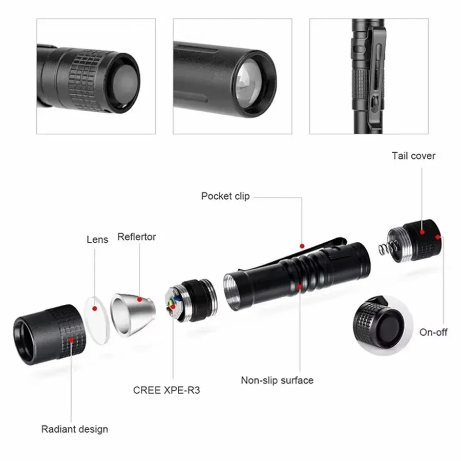1-4PCS Mini Portable LED Pen L - Stationery Supply reseña y precio
