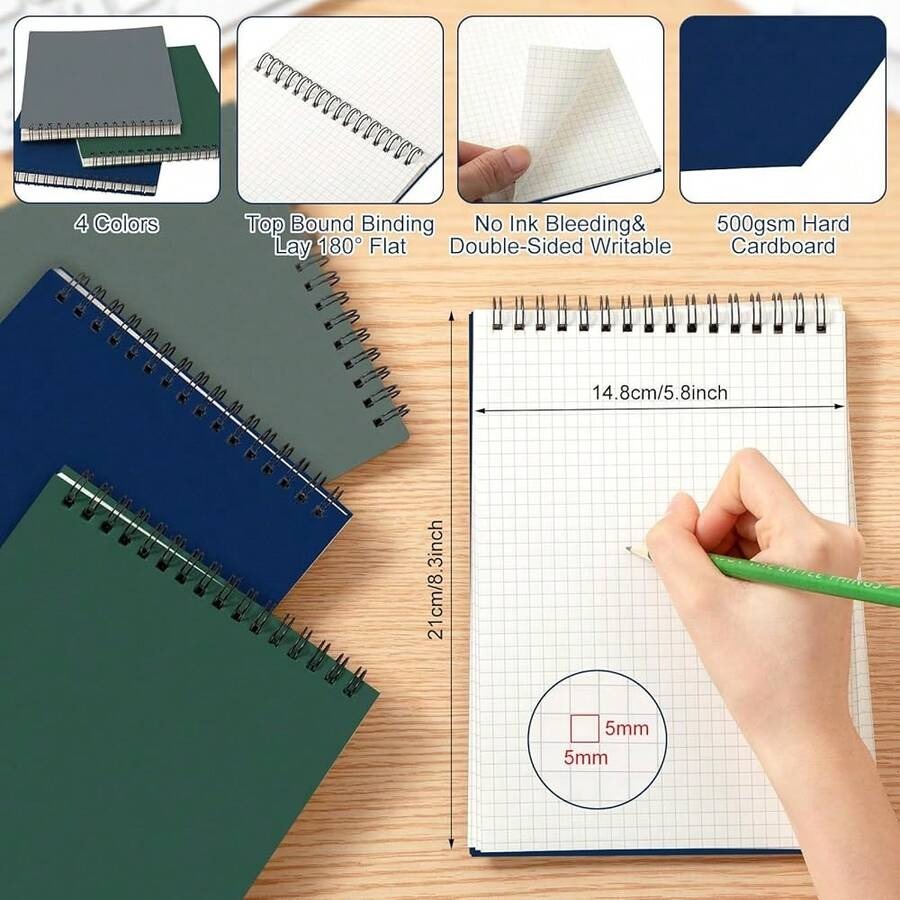 6 Pack Graph Paper Spiral Note - Graph Paper Pad reseña y precio