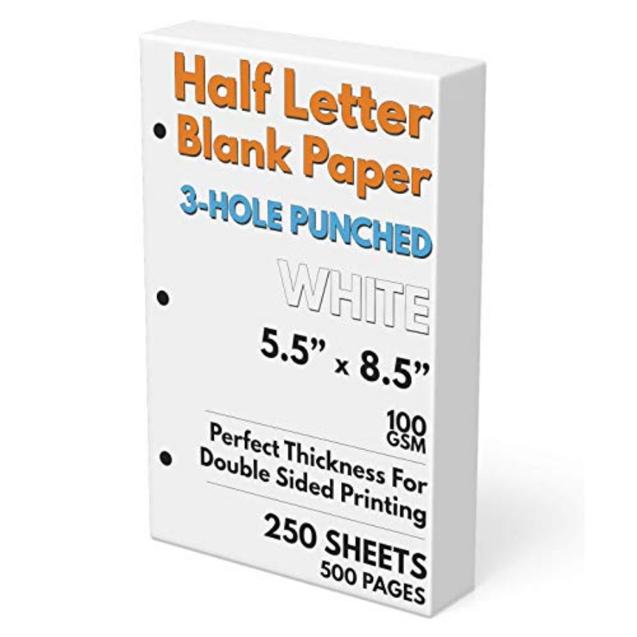 Half Letter Blank Paper, 3-Hol - Paper Punch 3 Hole reseña y precio